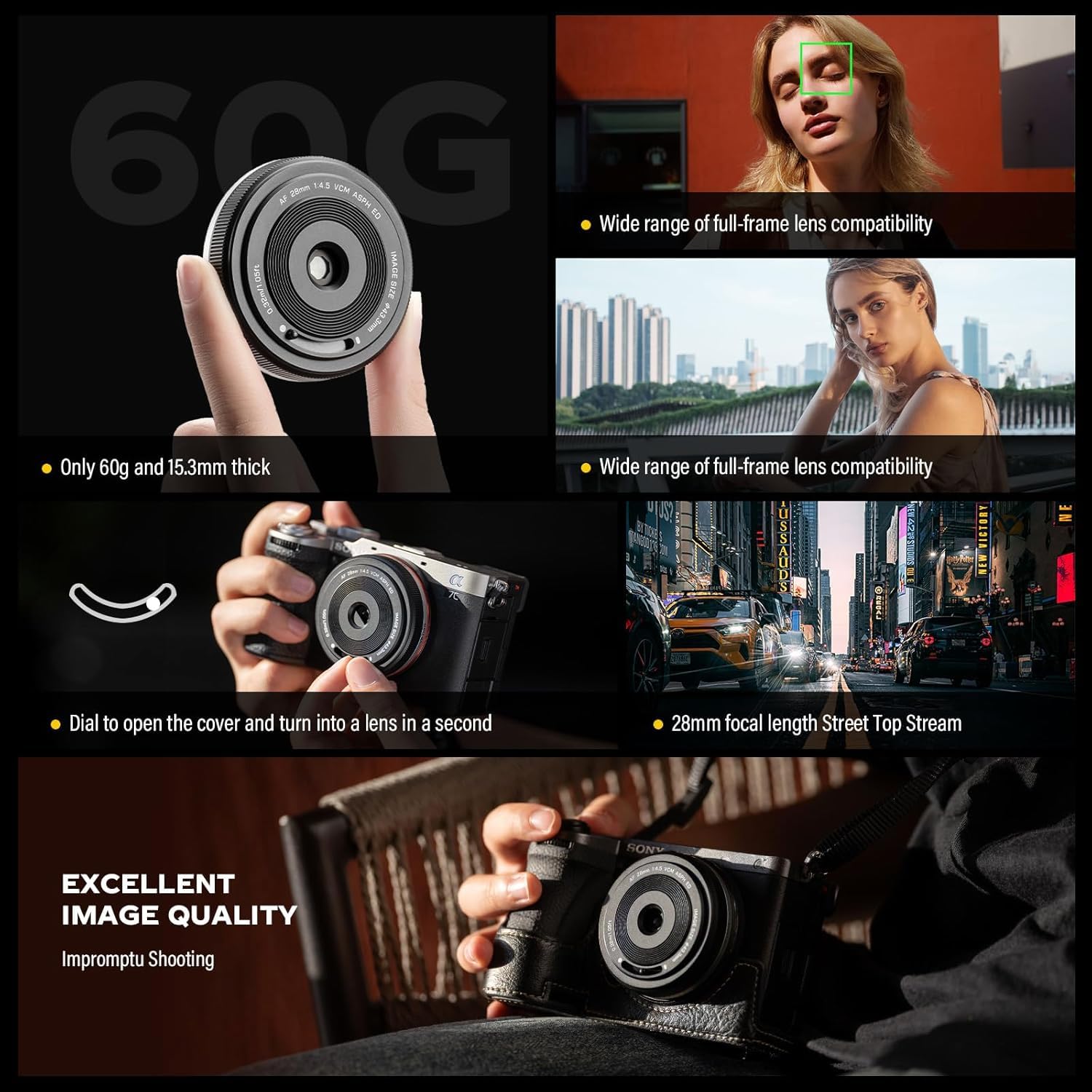 VILTROX AF 28mm F4.5 FE Chip E-Mount Camera Lens, Wide Angle